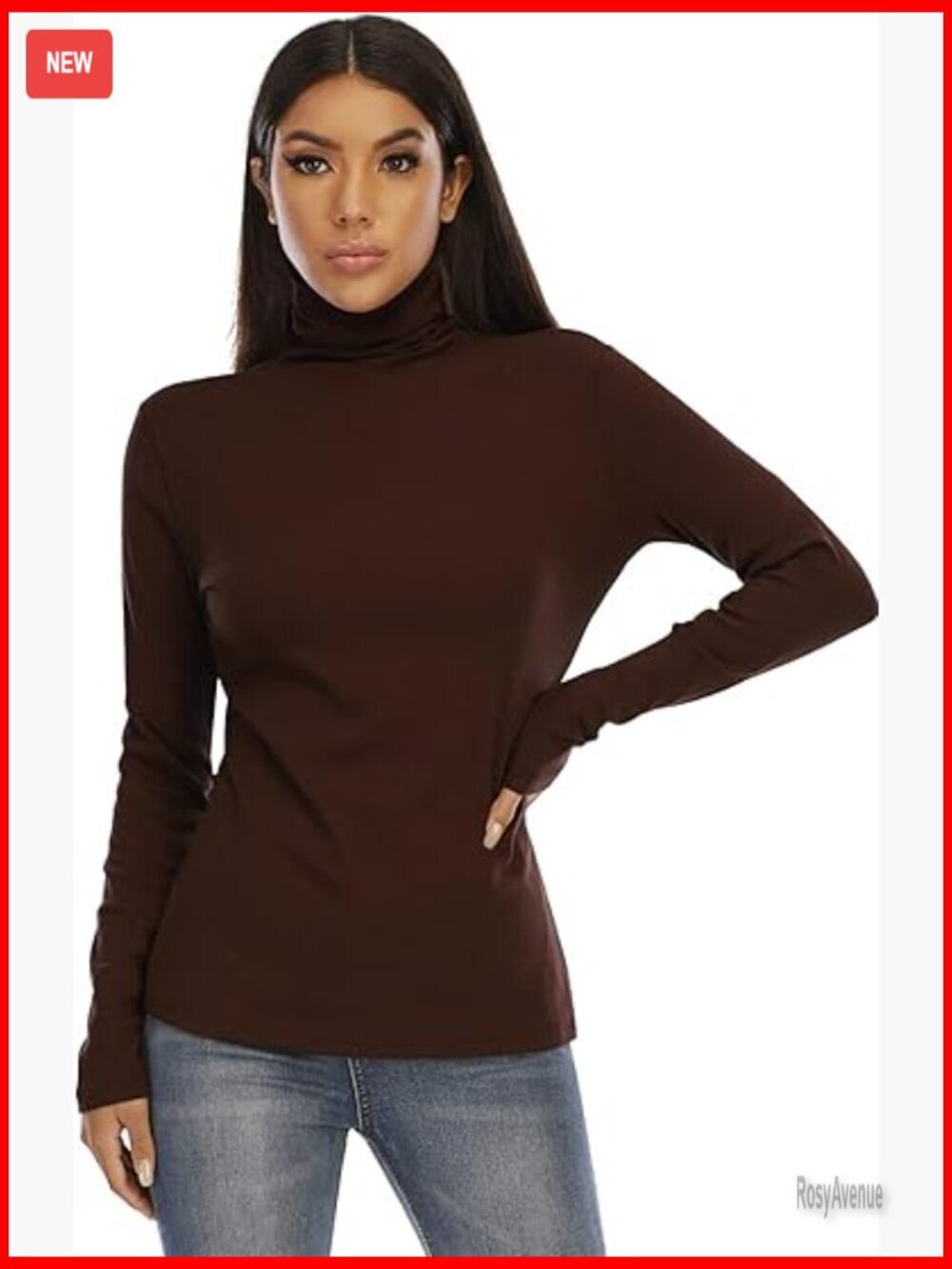 Long Sleeve Turtleneck T-Shirt Slim Fit Soft Cotton Top